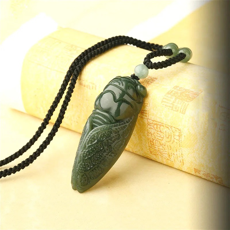Natural Hetian Jade Cicada Pen - Beading ulasan dan harga