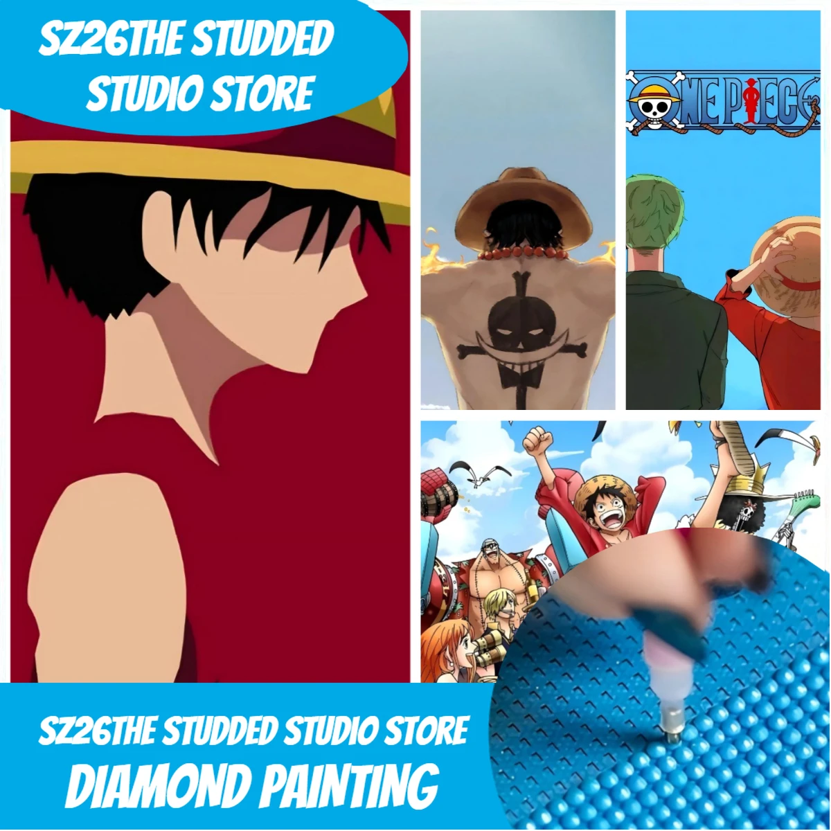 Sz26The Studded Anime One Piec - 5D Diamond Painting Kit Full Drill ulasan dan harga
