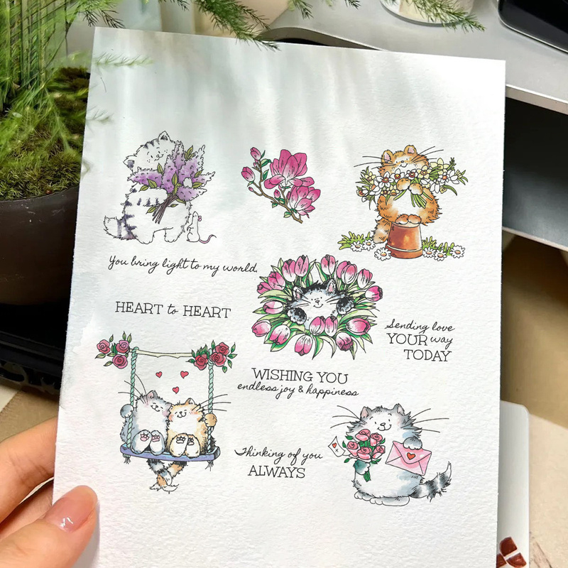Suncraft Cute Kitty Cats And F - Clear Silicone Stamps For Card Making ulasan dan harga