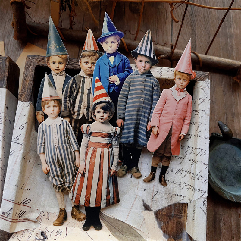 15Pcs Vintage Clown Party Chil - Vintage Junk Journal Scrapbooking Paper ulasan dan harga