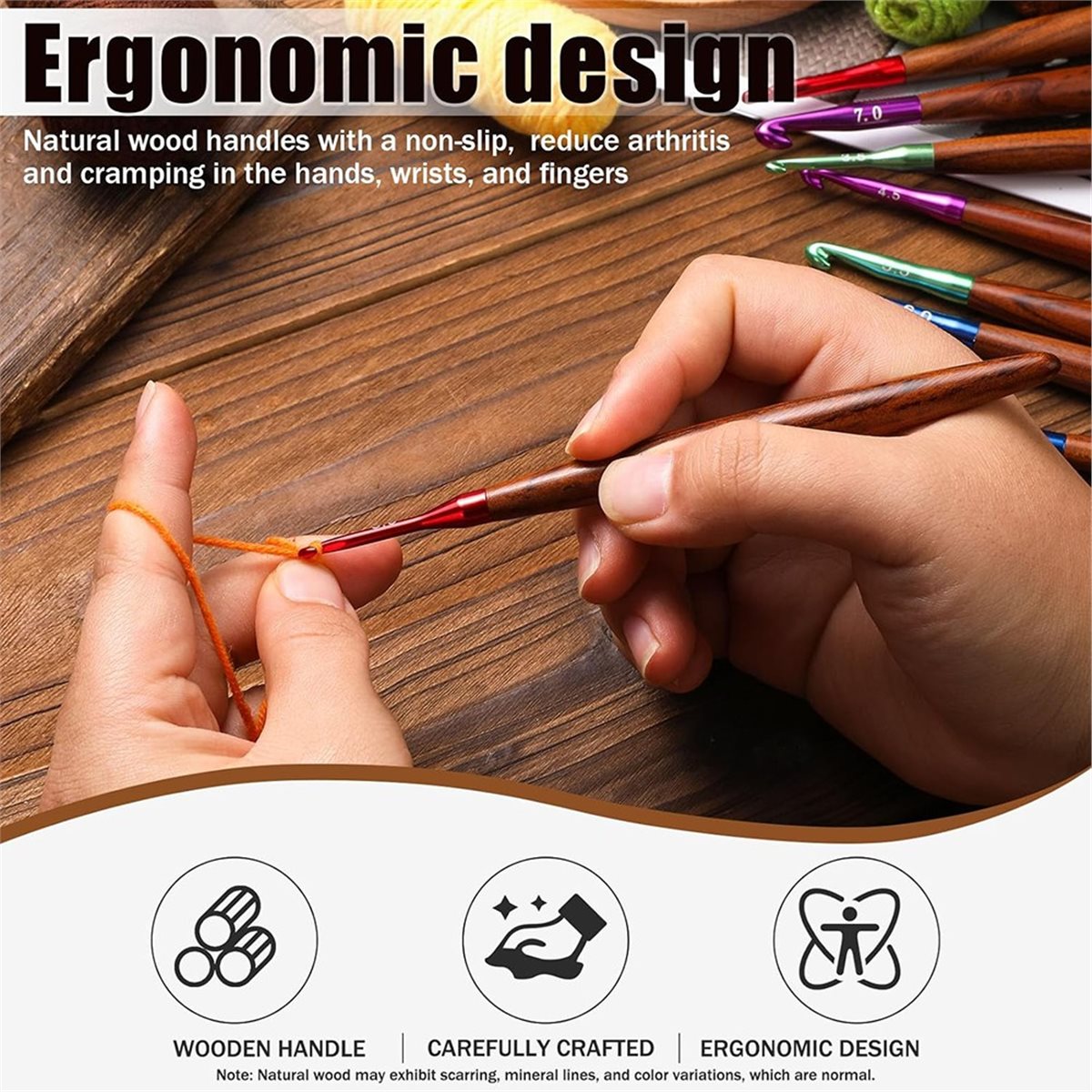 2026 New Crochet Hooks Set, Er - Wooden Crochet Hooks Ergonomic Handle ulasan dan harga