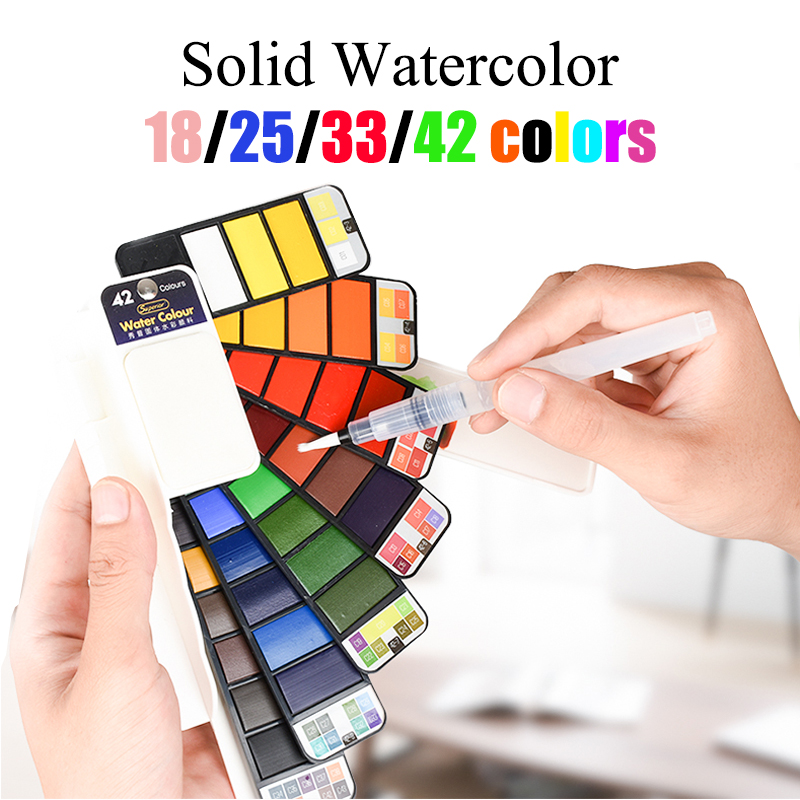 18/25/33/42 Colors Solid Water - Watercolor Paint Set Solid Pigment ulasan dan harga