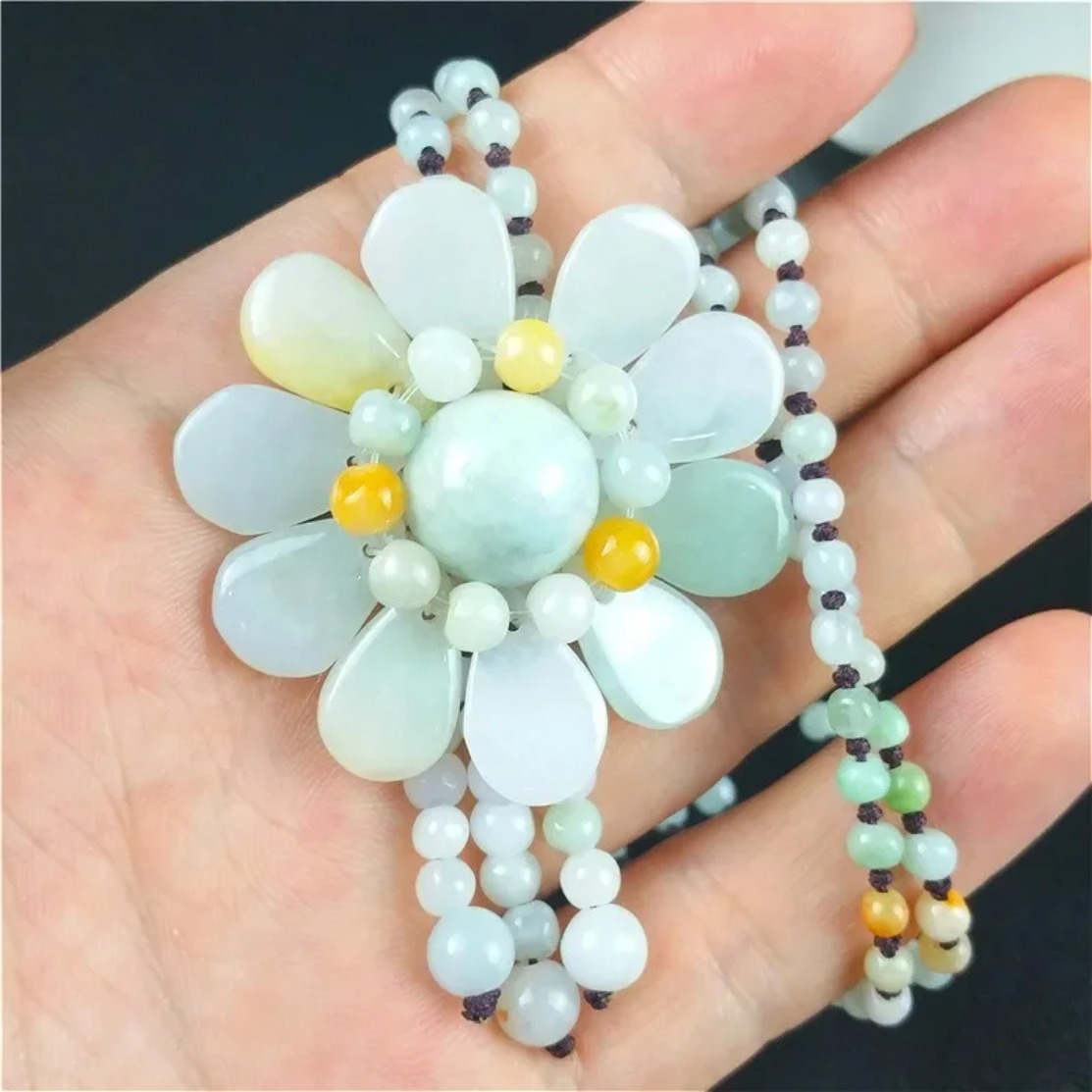 Certified Burmese Jade Sunflow - Beading ulasan dan harga