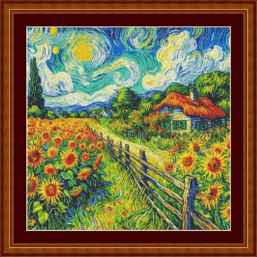 [[CC4656-Van Gogh Series Sunfl - Cross Stitch Stamped Kits Beginners ulasan dan harga