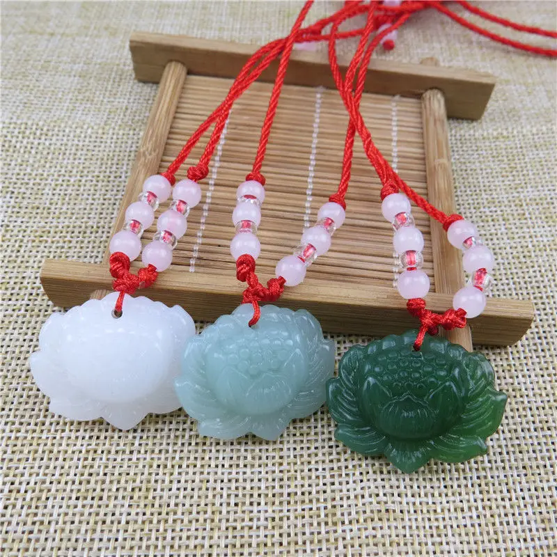 Natural Green Jade Lotus Penda - Beading ulasan dan harga