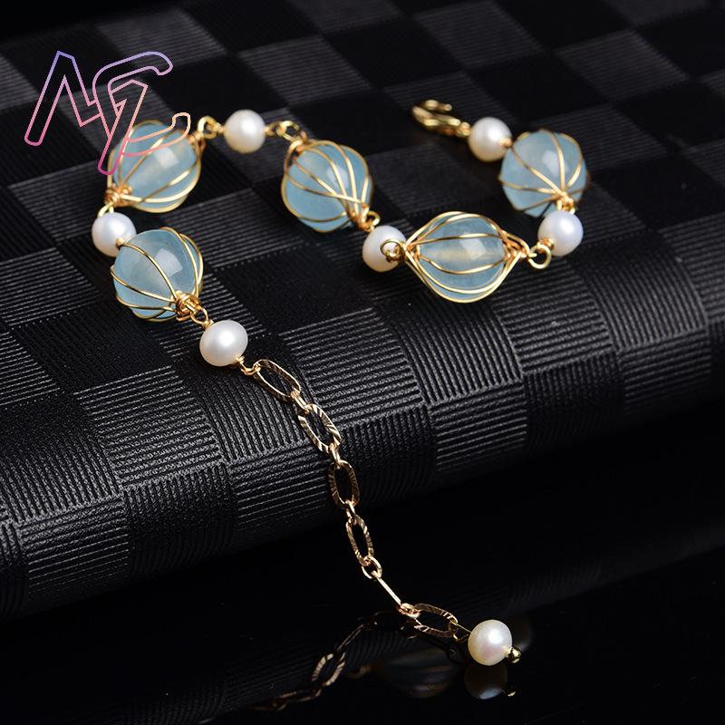 Blue Natural Jade Bead Earring - Beading ulasan dan harga