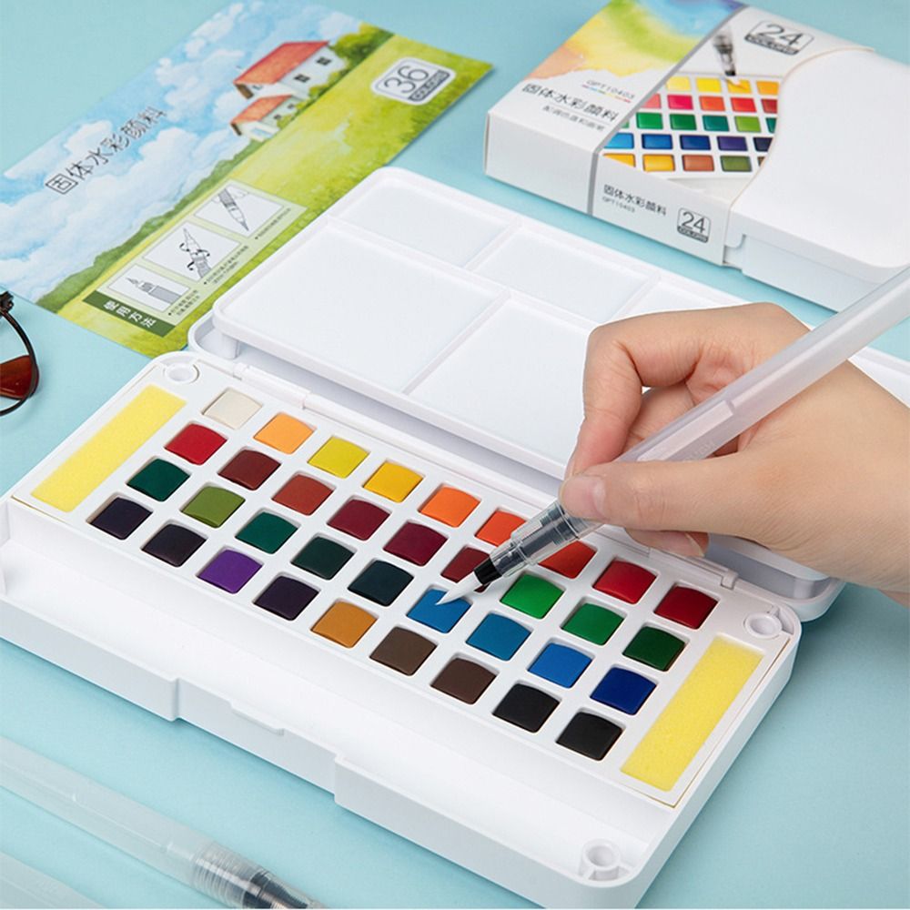 12/18/24/36 Colors Solid Water - Watercolor Paint Set Solid Pigment ulasan dan harga